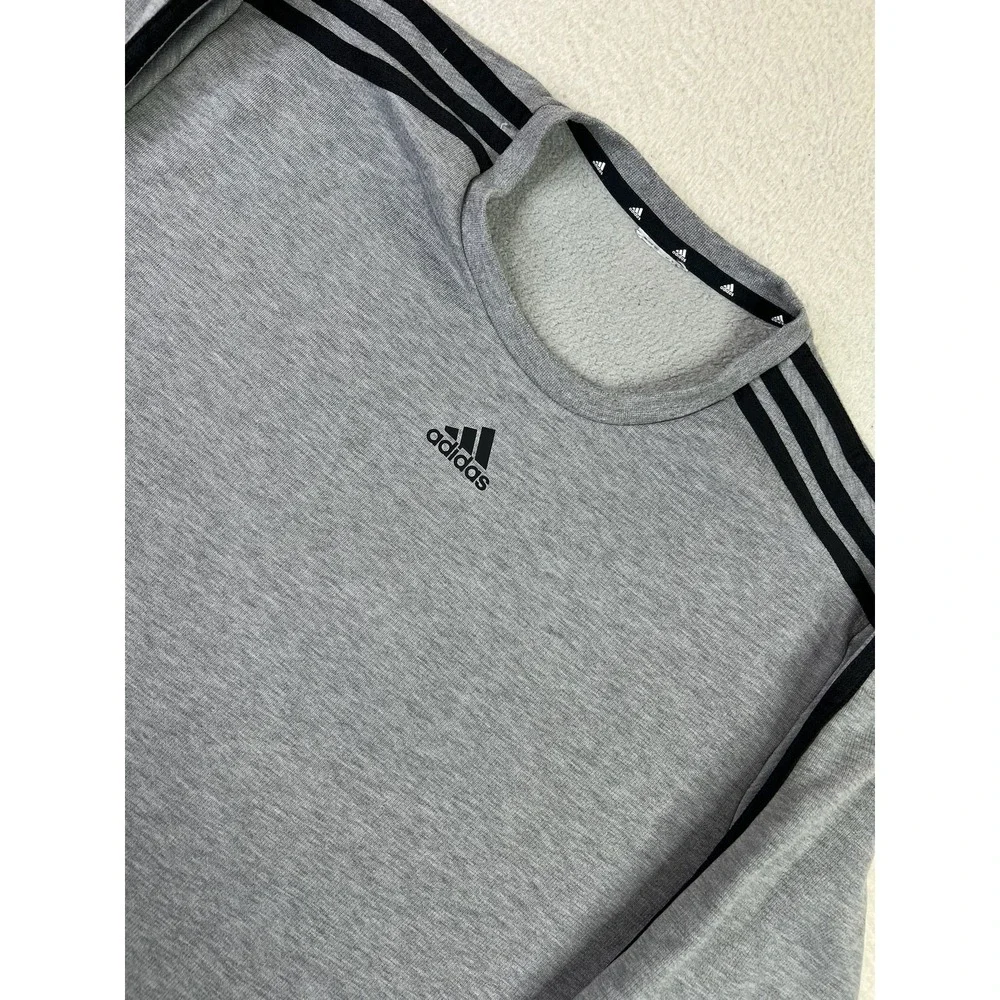 Adidas‎ Sweatshirt Mens Large Gray Crewneck Three Stripes Pullover Athletic Logo